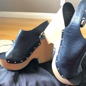 Kors Blue Leather platform clog Michael Kors